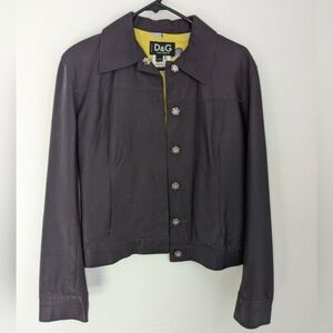 D&G Dolce and Gabbana cat leather jacket size 42/28